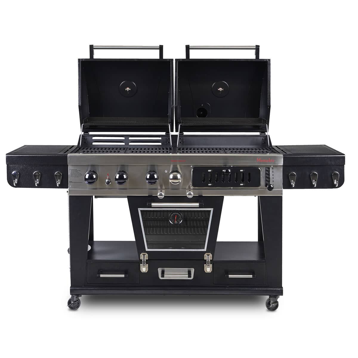 Gas barbecue outlet with smoker