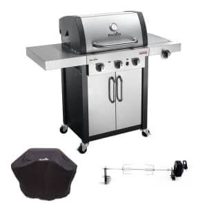 Char-Broil Professional 3400 Steel Gas BBQ With Cover And Rotisserie Pack