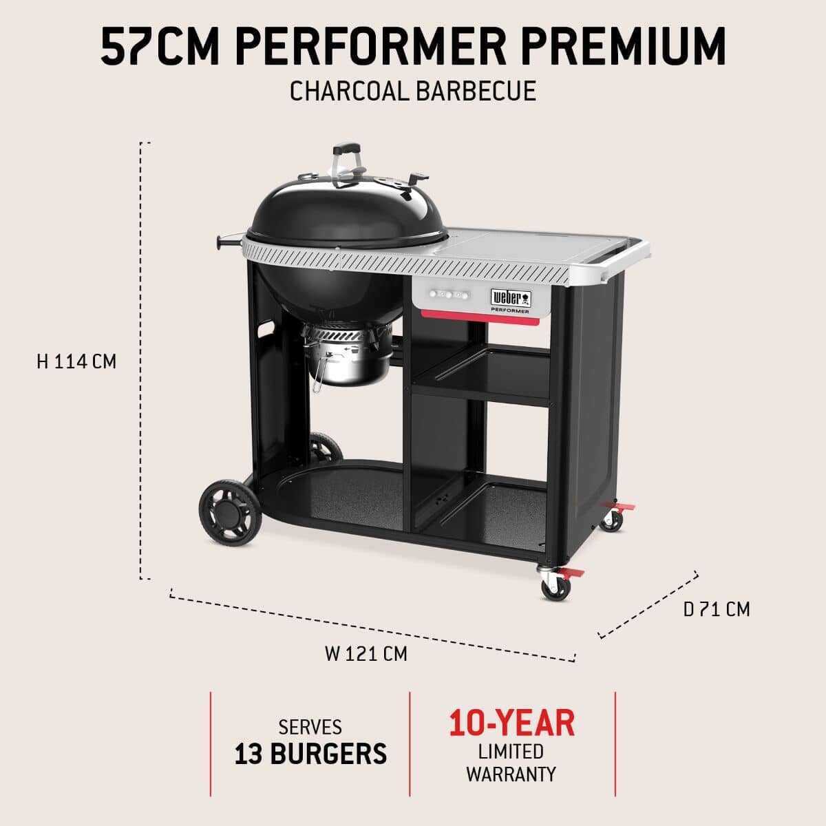 Weber Performer Premium 57 cm (2026) Charcoal BBQ (1501966) - BBQ