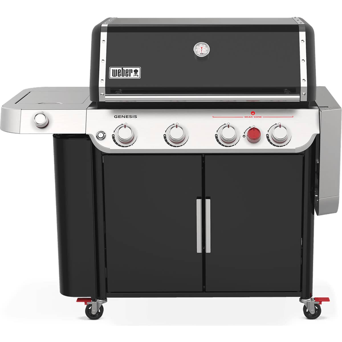 Side burner gas outlet grill