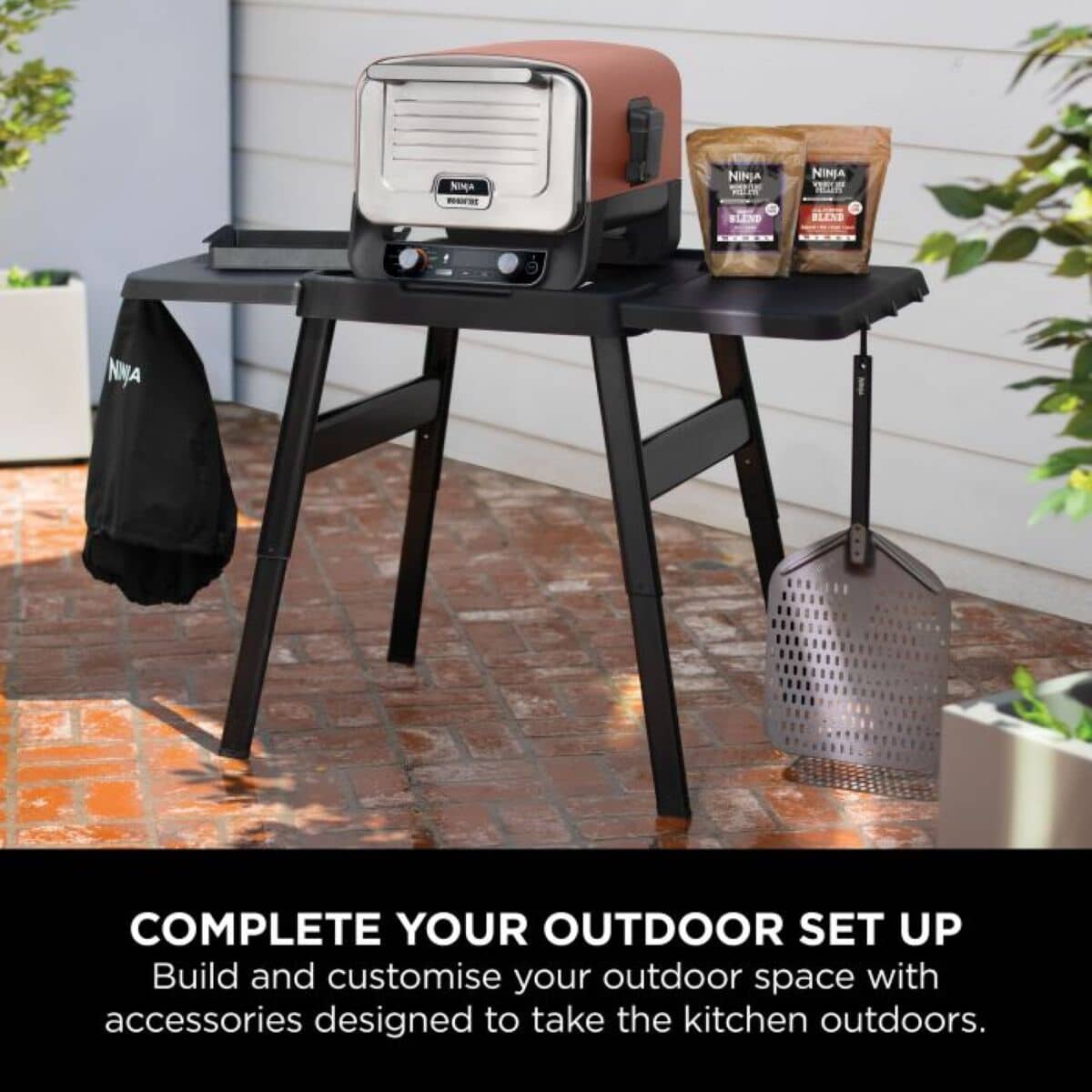 Ninja Woodfire Universal Adjustable Stand And Side Table Black