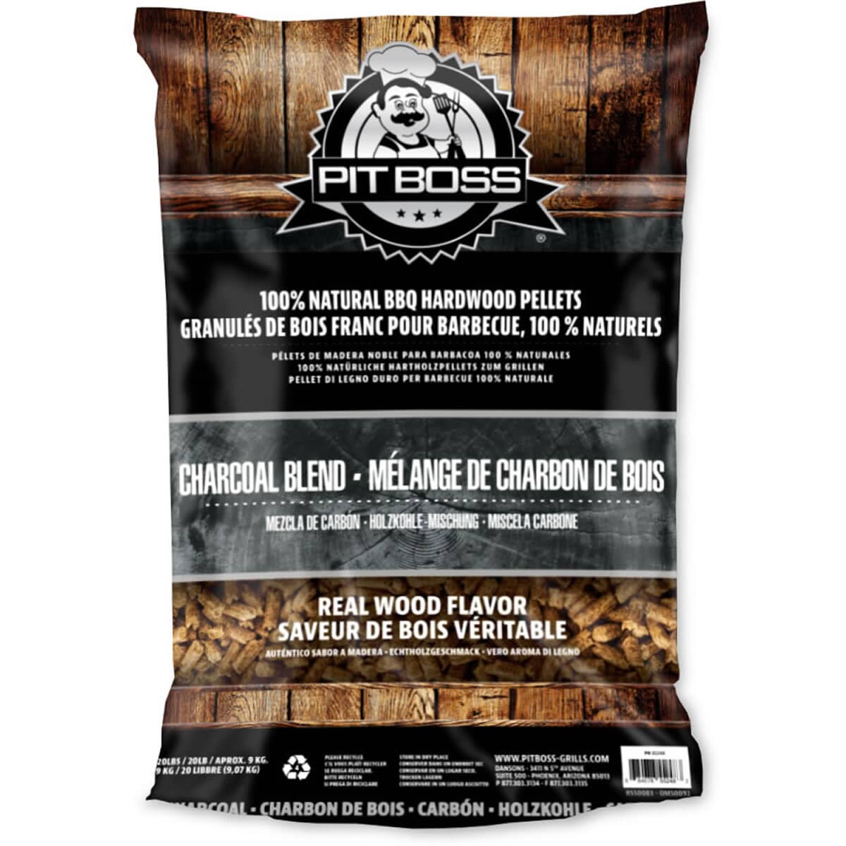 Pit Boss Grill Fuel All Natural Wood Pellets 9kg - Charcoal Blend