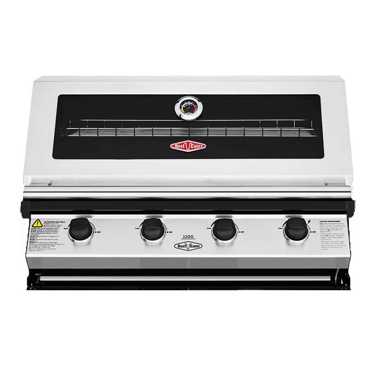 BeefEater Discovery 1200S Series 4 Burner Stainless Steel Hood Built In Gas BBQ BBG1240SBE BBQ World