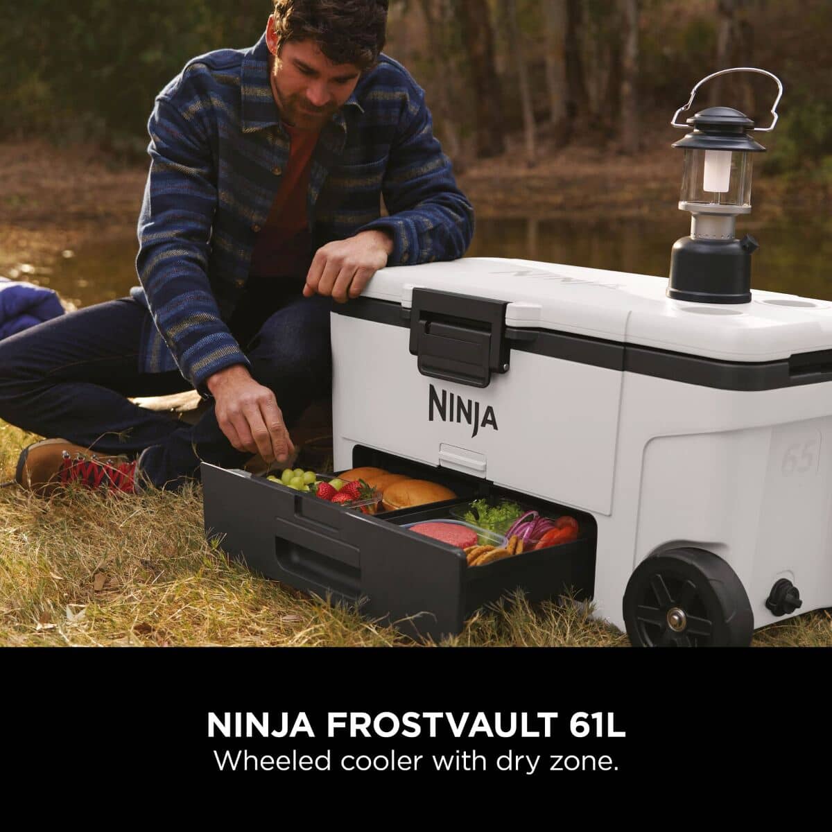 Ninja FrostVault 65QT/61L Wheeled Cooler with Dry Zone White