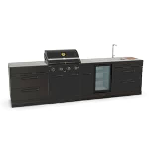 GRLLR Outdoor Kitchen 4 Burner Gas BBQ With Sink | Fridge | Storage