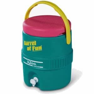 Igloo Barrel of Fun 2 Gallon Water Cooler Retro Dark Jade/Bold Magenta/Livewire Yellow