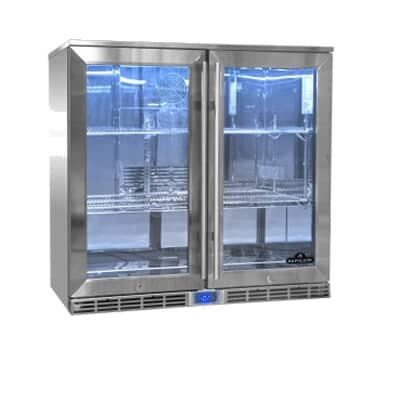 Glass fridge online double door