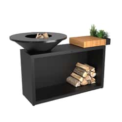 OFYR Island Black 85 Teak Wood Outdoor Cooking Unit