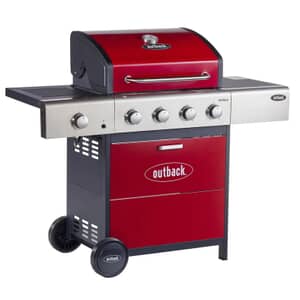 Outback 2024 Meteor 4 Burner Gas BBQ - Red - OUT370698