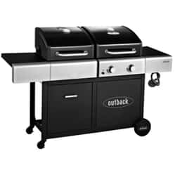 Outback Dual Fuel / Hybrid 2 Burner BBQ Black With FREE Cover