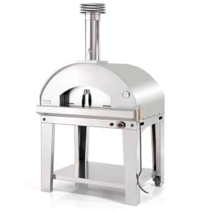Fontana Mangiafuoco Hybrid Gas and Wood Pizza Oven Including Stand - Rosso