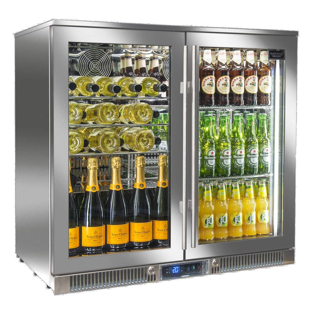 Double sliding store door refrigerator