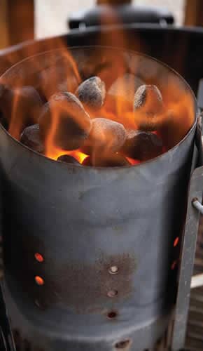 BBQ Chimney Starter Fire