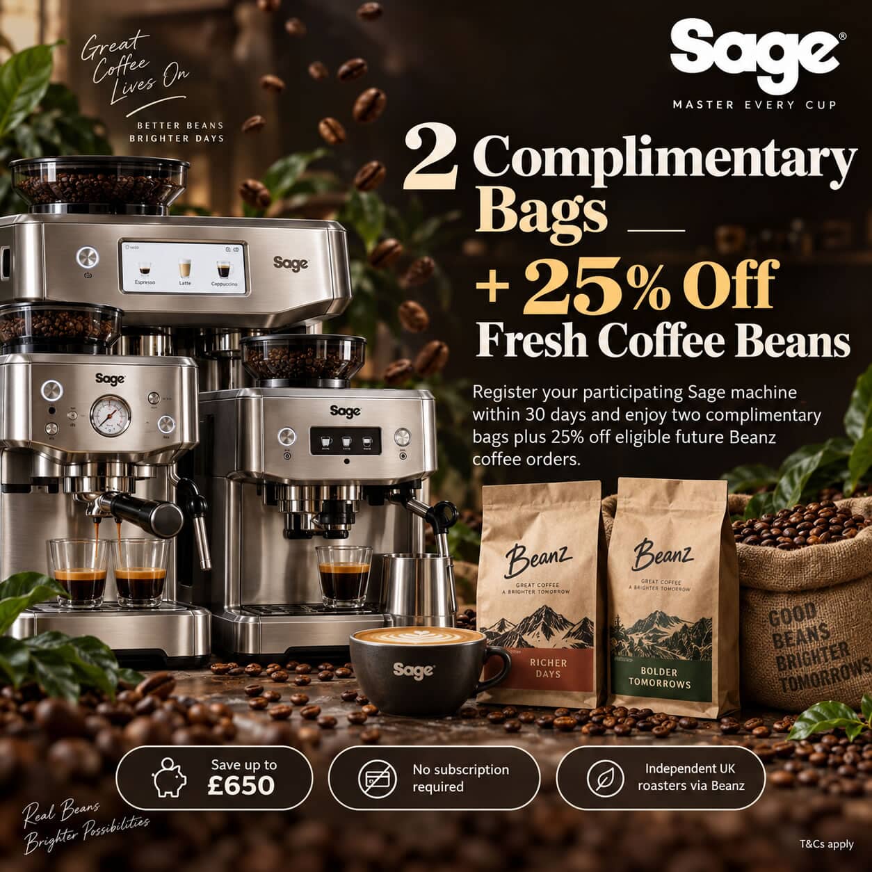 Sage Fast Track fresh coffee beans offer