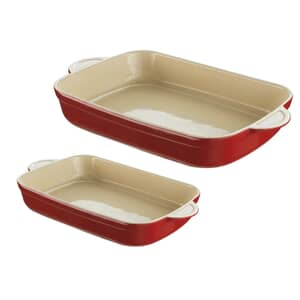 Denby Cherry Medium And Large Oblong Dish Twin Pack