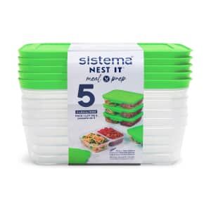 Sistema Nest It Meal Prep food Storage 5 pack clear/green 870ml