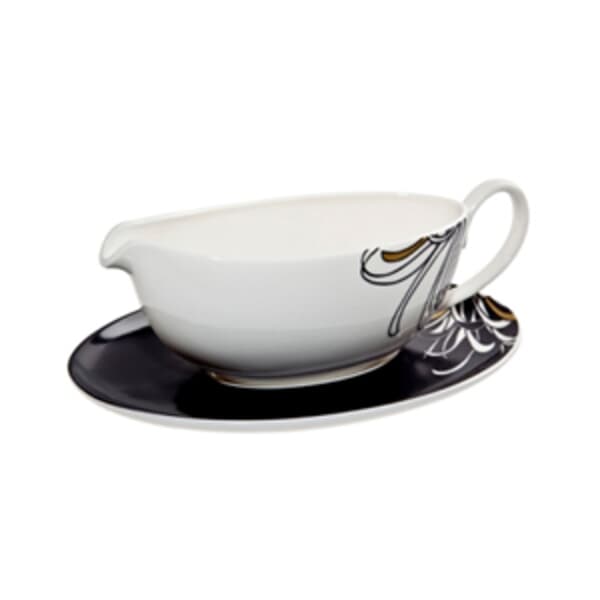 Denby Monsoon Chrysanthemum Sauce Boat And Stand
