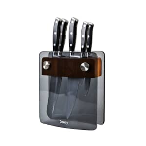 Denby 5 Piece Knife Block Set With Smoked Glass