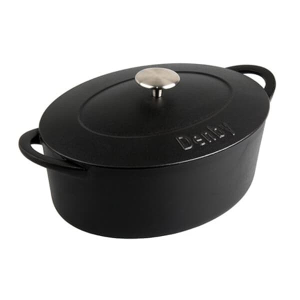 Denby Jet Black Cast Iron 28cm Oval Casserole