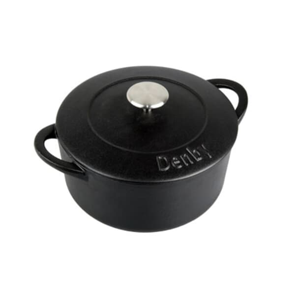 Denby Jet Black Cast Iron 22cm Round Casserole
