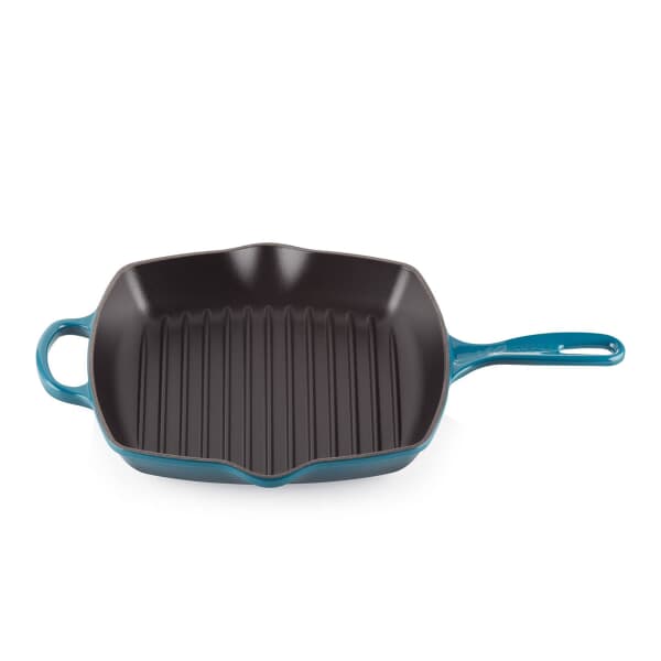Le Creuset Signature Cast Iron 26cm Square Grillit Deep Teal