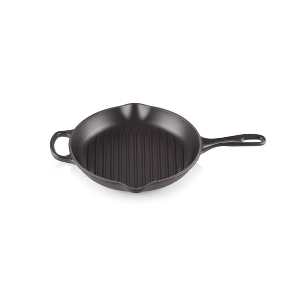 Le Creuset Signature Cast Iron 26cm Round Ribbed Skillet Satin Black
