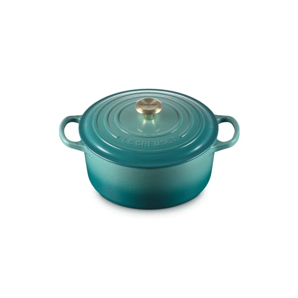 Le Creuset Signature Cast Iron 22cm Round Casserole Bleu Riviera