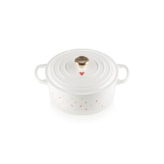 Le Creuset Cast Iron Hearts Round Casserole With Light Gold Knob