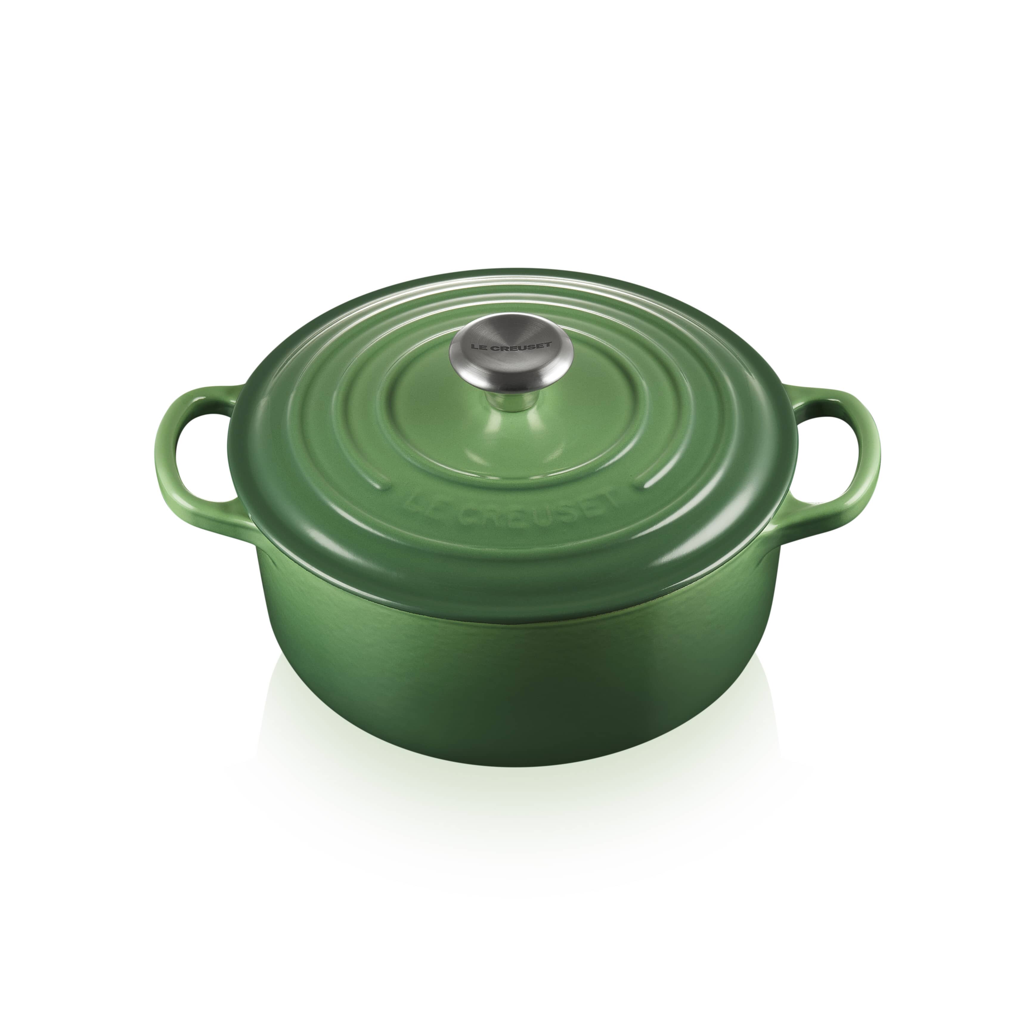 LE CREUSET 緑色ミルクパン Le Creuset Signature Cast Iron 24cm Round Casserole Bamboo Green
