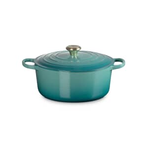 Le Creuset Signature Cast Iron 28cm Round Casserole Bleu Riviera
