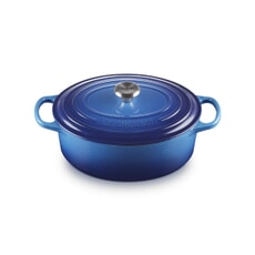 Le Creuset Signature Cast Iron 25cm Oval Casserole Azure Blue