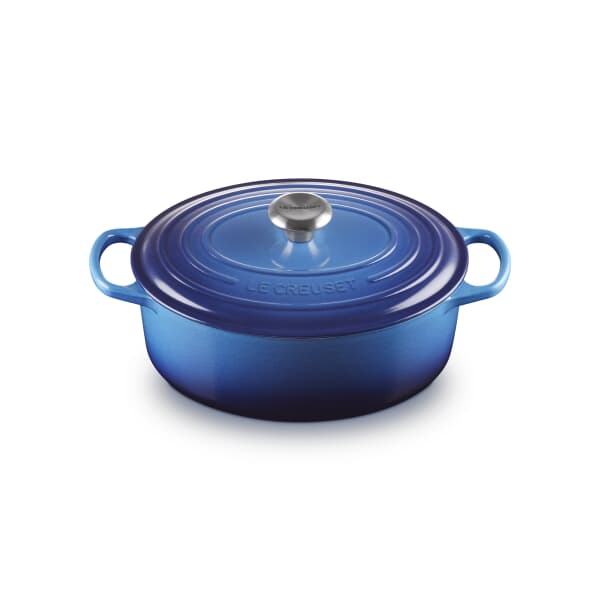Le Creuset Signature Cast Iron 29cm Oval Casserole Azure Blue