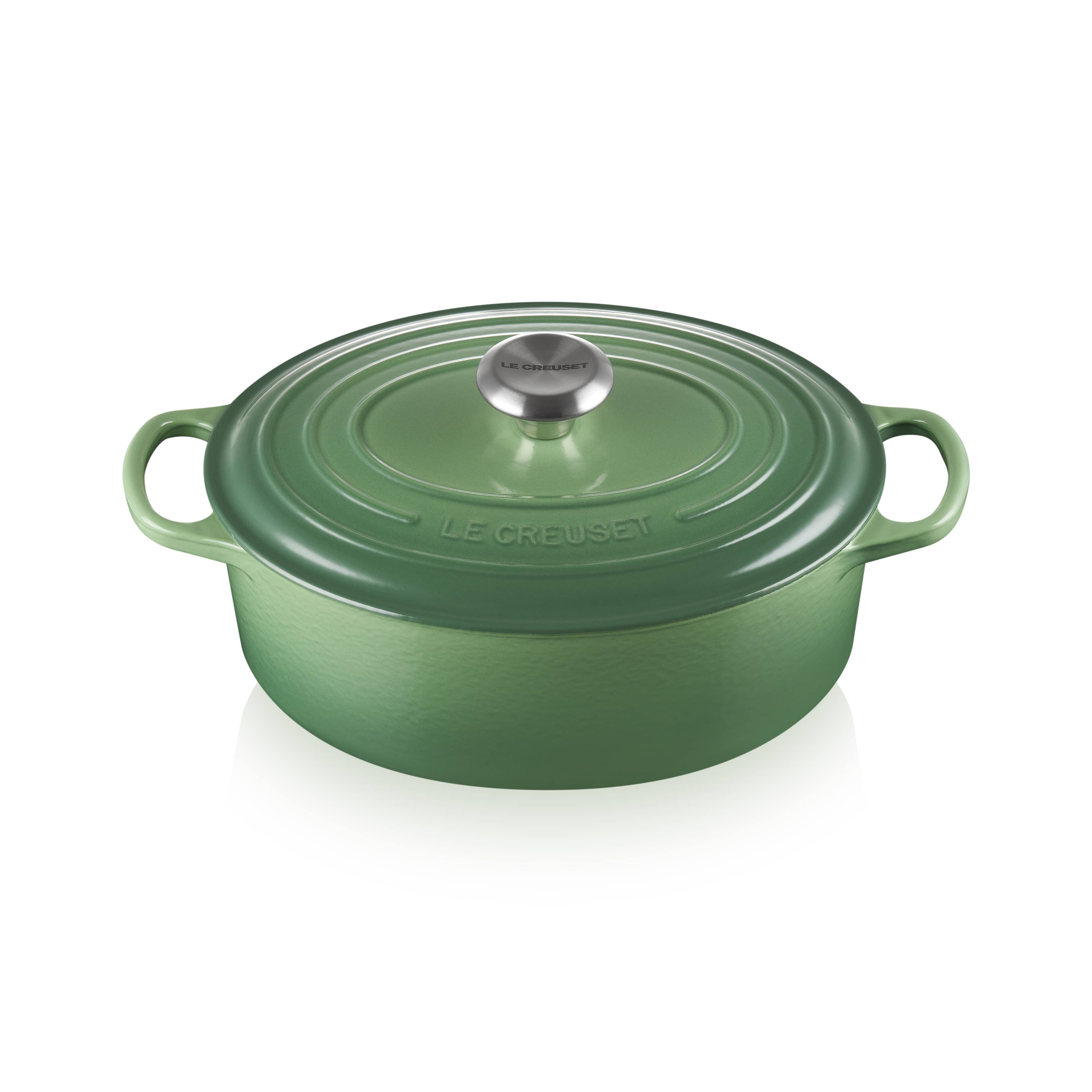 し*ん様 LE CREUSET レクタン29cm Le Creuset Signature Cast Iron 29cm Oval Casserole Bamboo Green