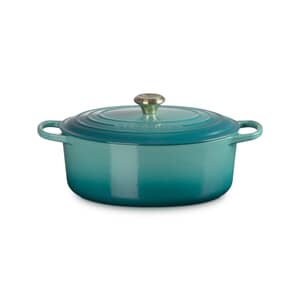 Le Creuset Signature Cast Iron 31cm Oval Casserole Bleu Riviera