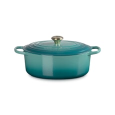 Le Creuset Signature Cast Iron 31cm Oval Casserole Bleu Riviera