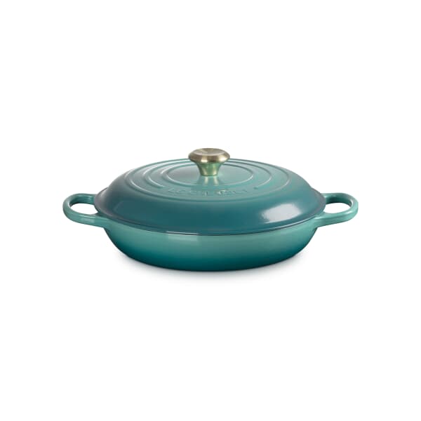 Le Creuset Signature Cast Iron 30cm Shallow Casserole Bleu Riviera