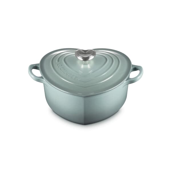 Le Creuset Cast Iron 20cm Heart Casserole With Heart Shaped Knob Sea Salt
