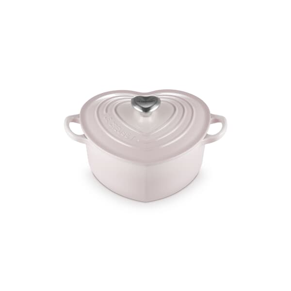 Le Creuset Cast Iron 20cm Heart Casserole With Heart Shaped Knob Shell Pink