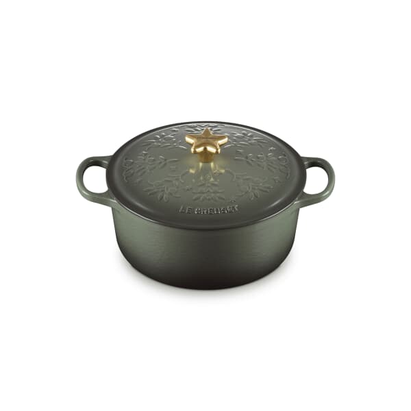Le Creuset Signature Cast Iron 24cm Christmas Noel Round Casserole Thyme