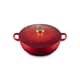 Le Creuset Signature Cast Iron 26cm Christmas Holly Soup Pot Cerise