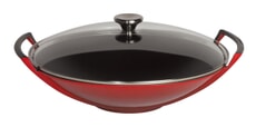 Le Creuset Cast Iron Wok with Glass Lid Cerise