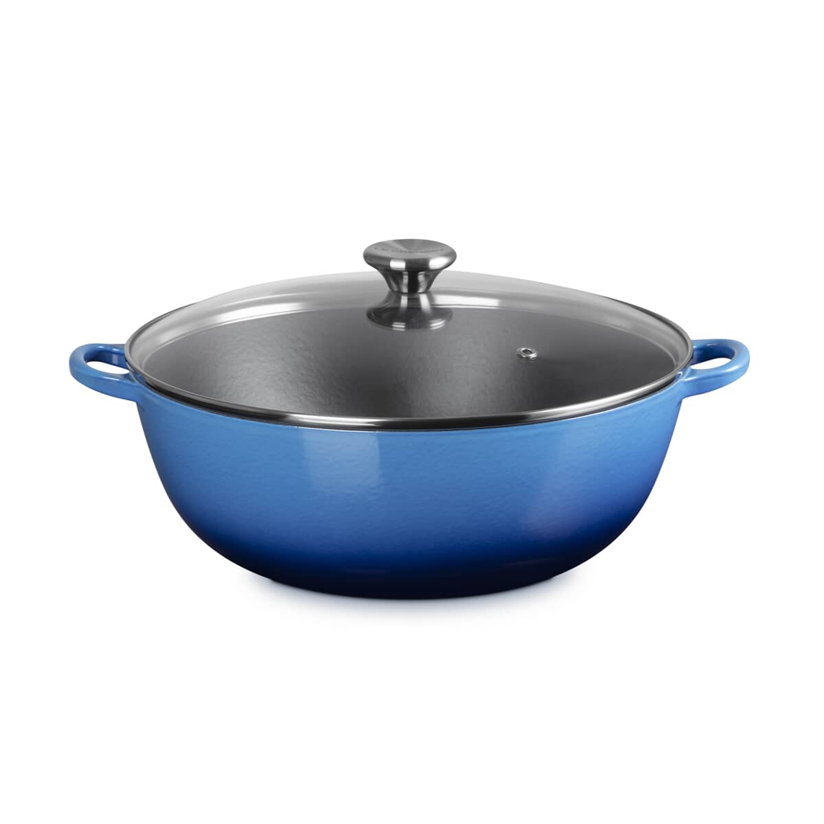 Le Creuset Cast Iron 32cm Soup Pot Azure Blue With Glass Lid