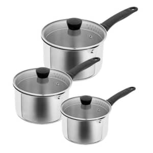 Kuhn Rikon Classic Plus 3pc saucepan set with draining lids