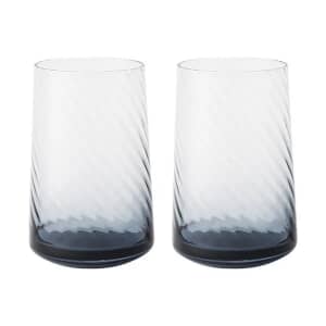 Denby Fluted Blue Large Tumblers Set Of 2
