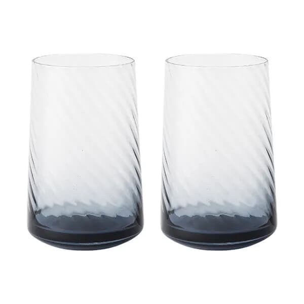 Denby Fluted Blue Large Tumblers Set Of 2