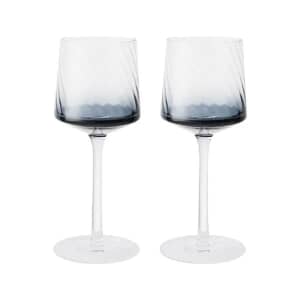 Denby Fluted Blue Wine Glass Set Of 2
