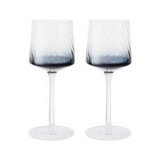 Denby Fluted Blue Wine Glass Set Of 2