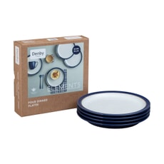 Denby Elements Dark Blue 4 Piece Dinner Plate Set