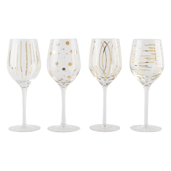 Mikasa Cheers Metallic Gold Set Of 4 14Oz Wine Glasses