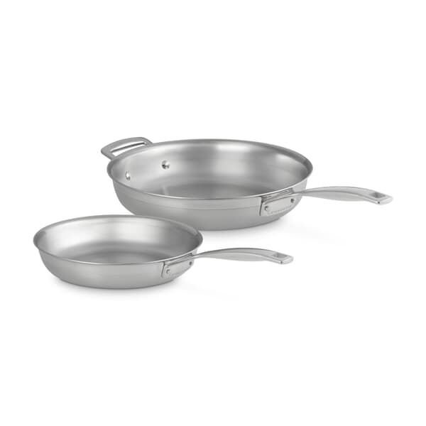 Le Creuset Classic 3-ply Stainless Steel 2 Piece Uncoated Fry Pan Set 24/28